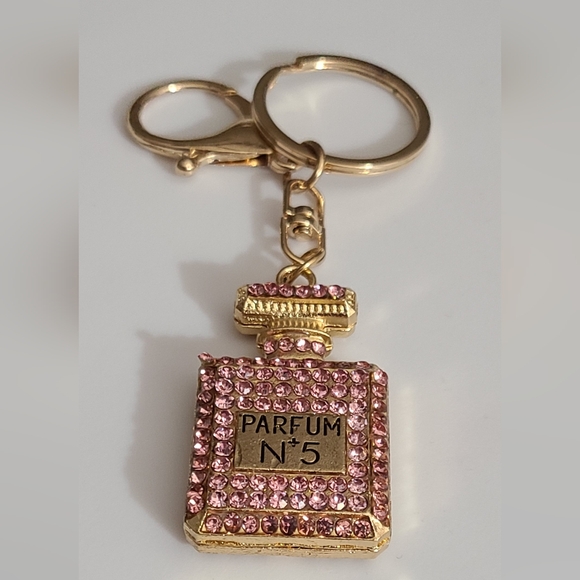 Perfume crystal pink Keychain purse charm bag rhinestones bling NEW necklace cha - Picture 3 of 5